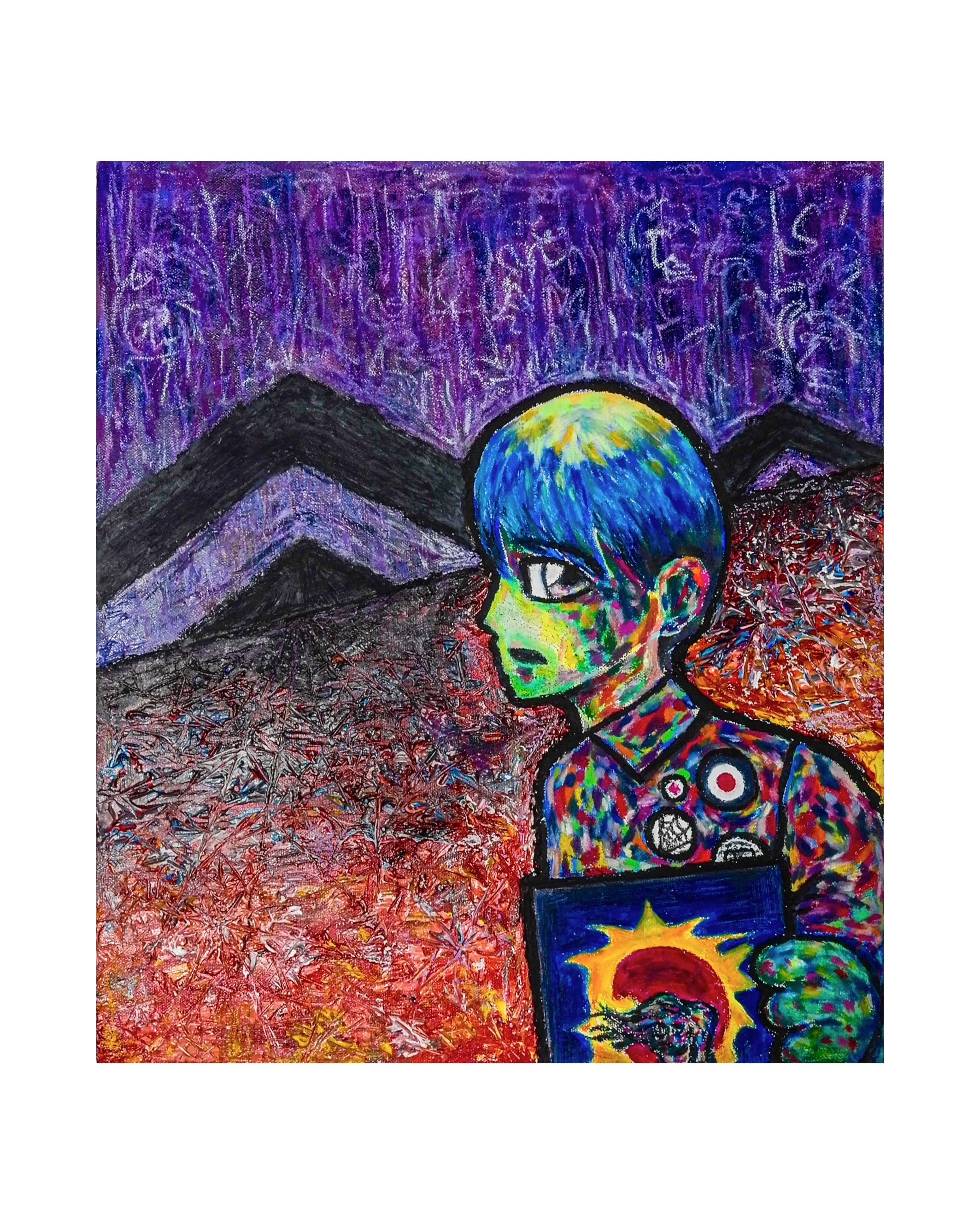 [A Spiderweb Boy Holds the Sun]